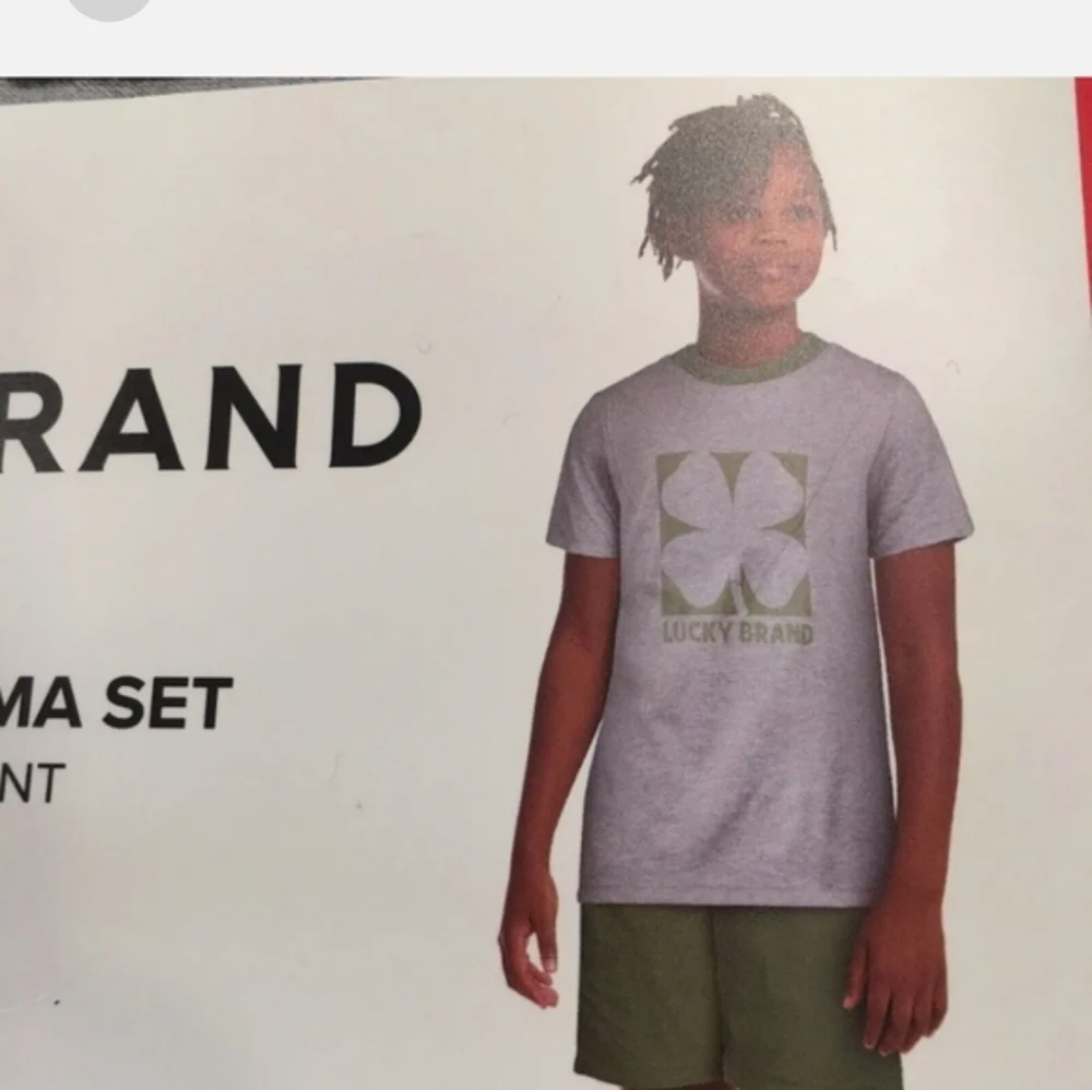 Lucky Brand New Boy's Size Medium 10/12 4 Pece PJ Set 2 Tee's Short & Pant